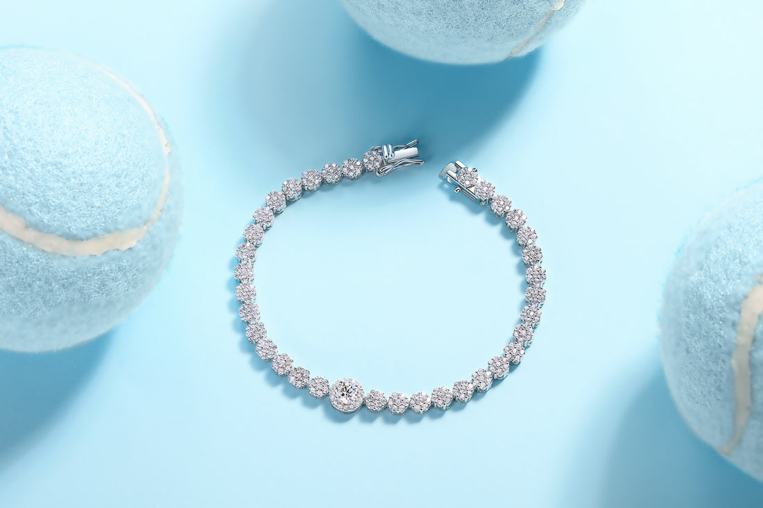 Luxury Moissanite Bracelet in S925 Sterling Silver with Platinum Plating