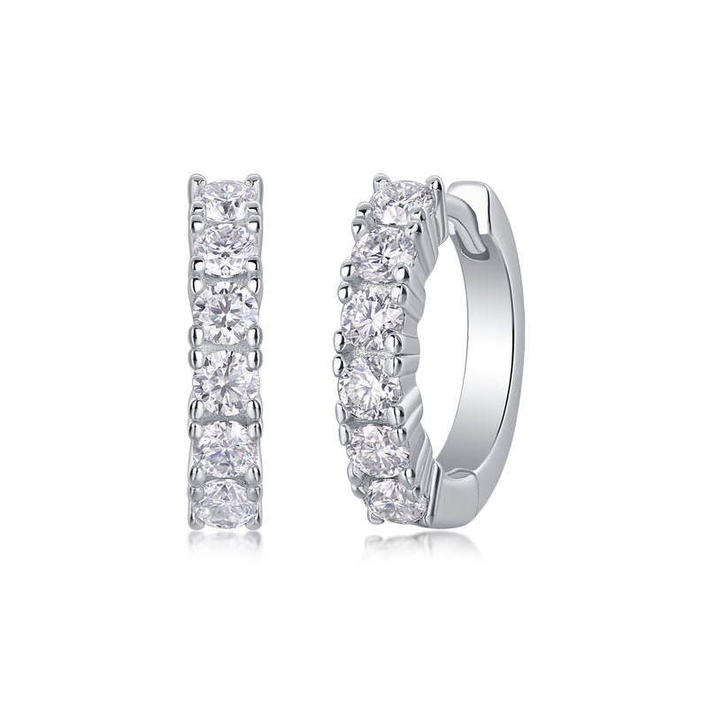 Platinum-Plated S925 Silver Moissanite Stud Hoop Earrings