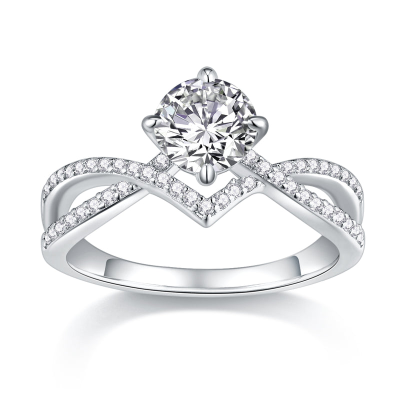 Sacred Vow - A Wedding Ring Set With 2-carat Top-quality Moissan S925 Silver And Platinum-plated Diamond. The Ring Can Be Inspected With A Diamond Pen
