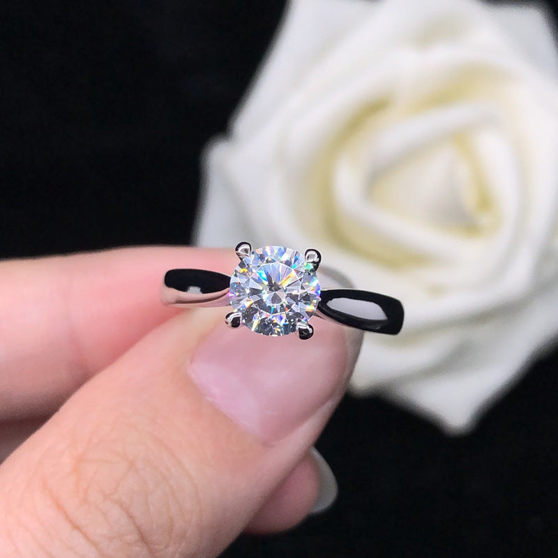 Geometric moissanite ring