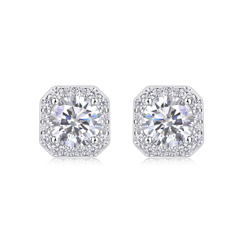 The Rose In The Heart - Earrings Set With 1-carat Top-quality Moissanite S925, Silver And Platinum-plated Stud Earrings, A Fashionable And Trendy Accessory That Can Be Tested With A Diamond Pen