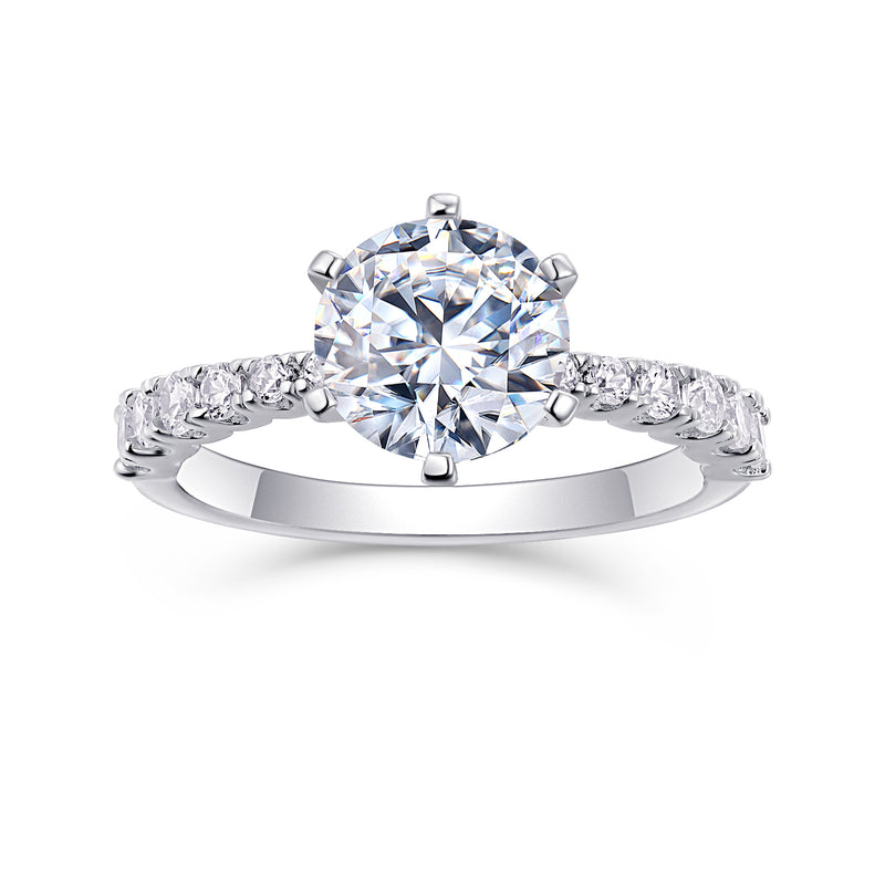 2 Carat Moissanite Wedding Ring in S925 Sterling Silver with Platinum-Plated Finish