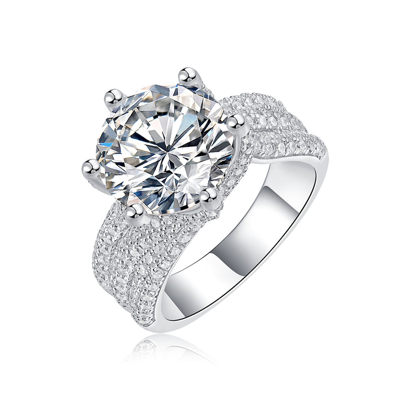 5ct Moissanite Wedding Ring S925 Sterling Silver Platinum Plated Engagement Ring Round Cut Halo Bridal Jewelry Women
