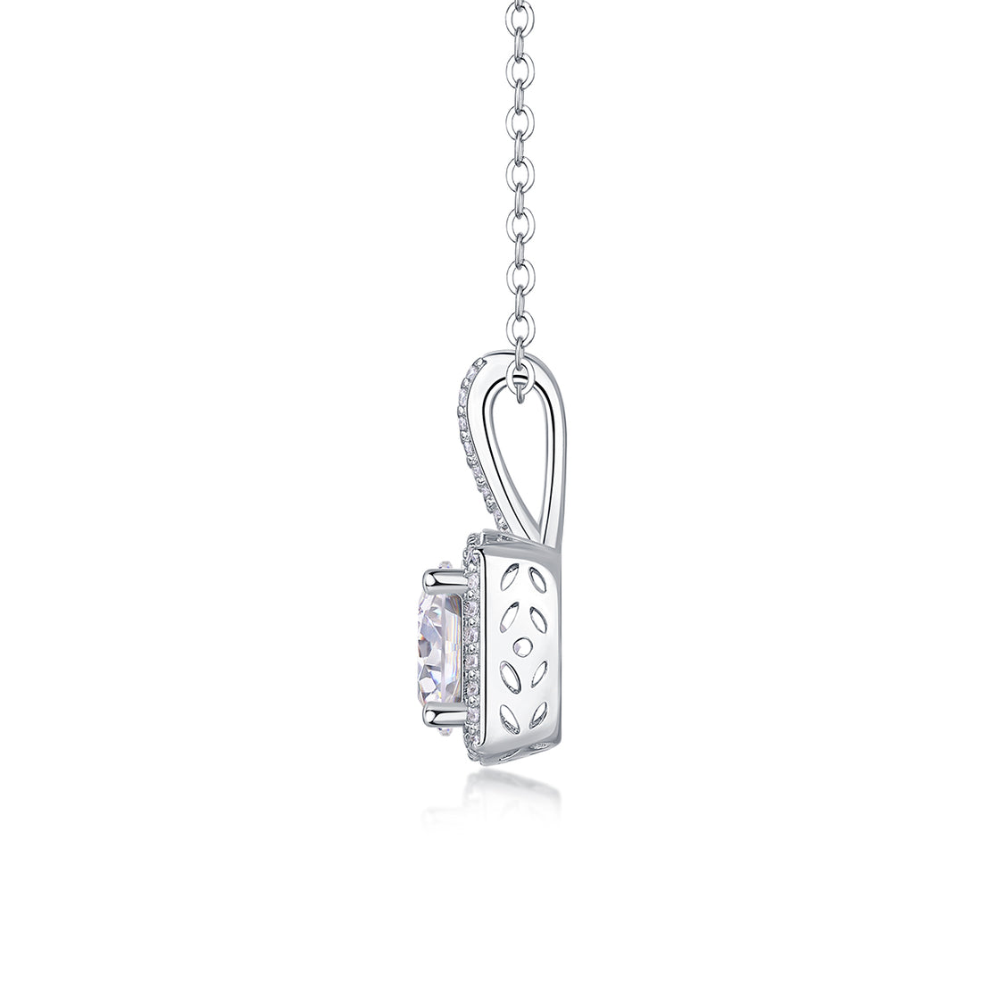 Platinum-plated S925 Sterling Silver Small Square Moissanite Pendant Necklace for Women