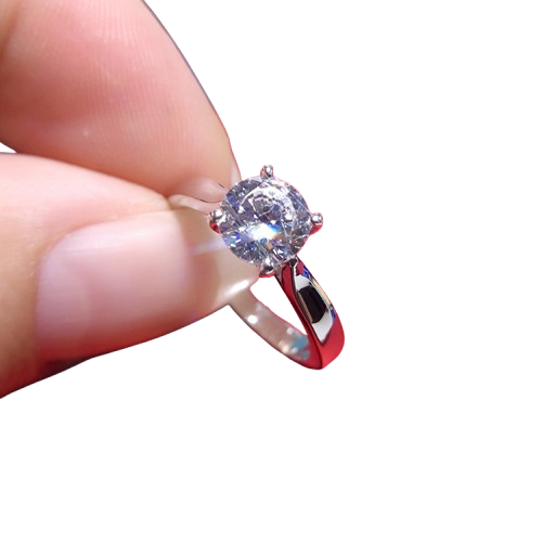 Geometric moissanite ring