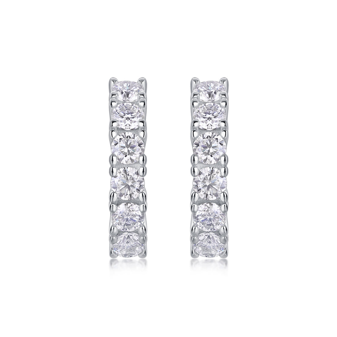 Platinum-Plated S925 Silver Moissanite Stud Hoop Earrings