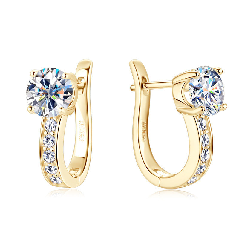 Simple & Elegant 1ct Moissanite U-Shape Drop Earrings in 925 Silver