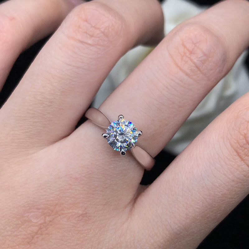 Geometric moissanite ring