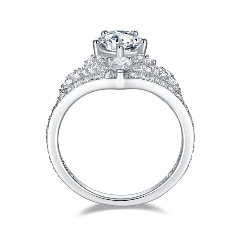 Moissanite Crown New Women's Ring – 1ct S925 Sterling Silver Electroplated Luxury Jewelry