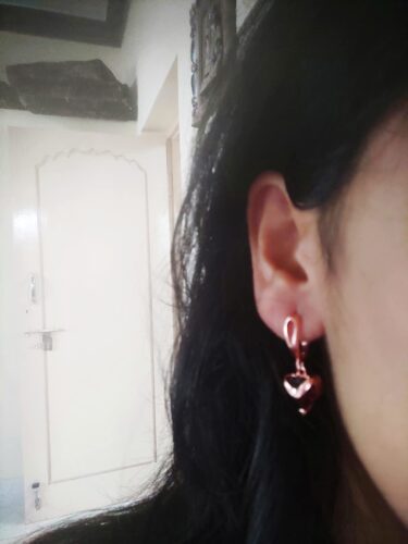 Rose Gold Heart-shaped Hypoallergenic Zircon Earrings photo review