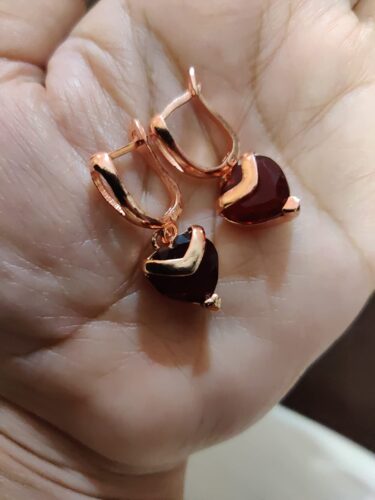 Rose Gold Heart-shaped Hypoallergenic Zircon Earrings photo review