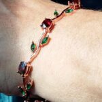 Minimalistic red fruit green leaves bracelet photo review