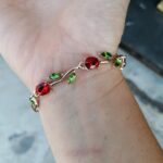 Minimalistic red fruit green leaves bracelet photo review