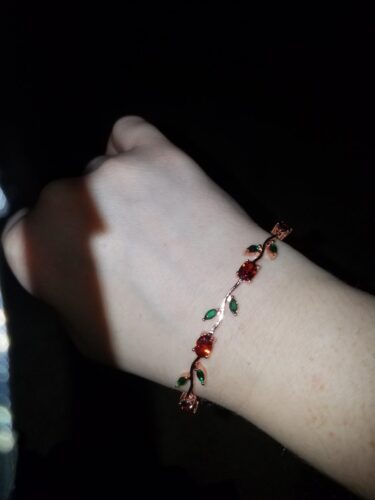 Minimalistic red fruit green leaves bracelet photo review