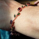 Minimalistic red fruit green leaves bracelet photo review