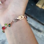 Minimalistic red fruit green leaves bracelet photo review