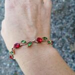 Minimalistic red fruit green leaves bracelet photo review