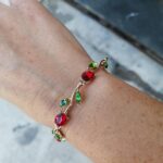 Minimalistic red fruit green leaves bracelet photo review