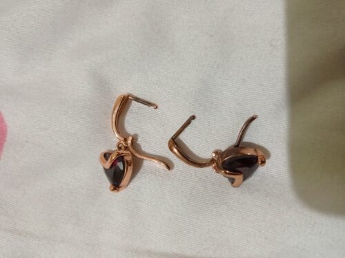 Rose Gold Heart-shaped Hypoallergenic Zircon Earrings photo review