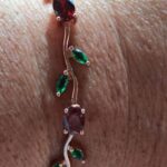 Minimalistic red fruit green leaves bracelet photo review