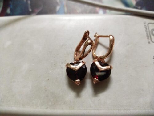 Rose Gold Heart-shaped Hypoallergenic Zircon Earrings photo review