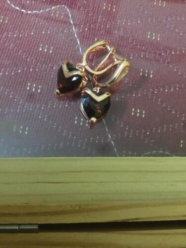 Rose Gold Heart-shaped Hypoallergenic Zircon Earrings photo review