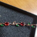 Minimalistic red fruit green leaves bracelet photo review