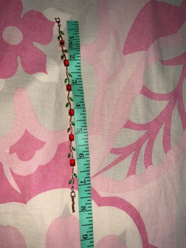 Minimalistic red fruit green leaves bracelet photo review