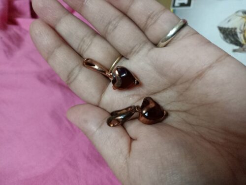 Rose Gold Heart-shaped Hypoallergenic Zircon Earrings photo review